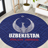Football Uzbekistan Round Carpet Milliy Jamoa Blue Version - Wonder Print Shop