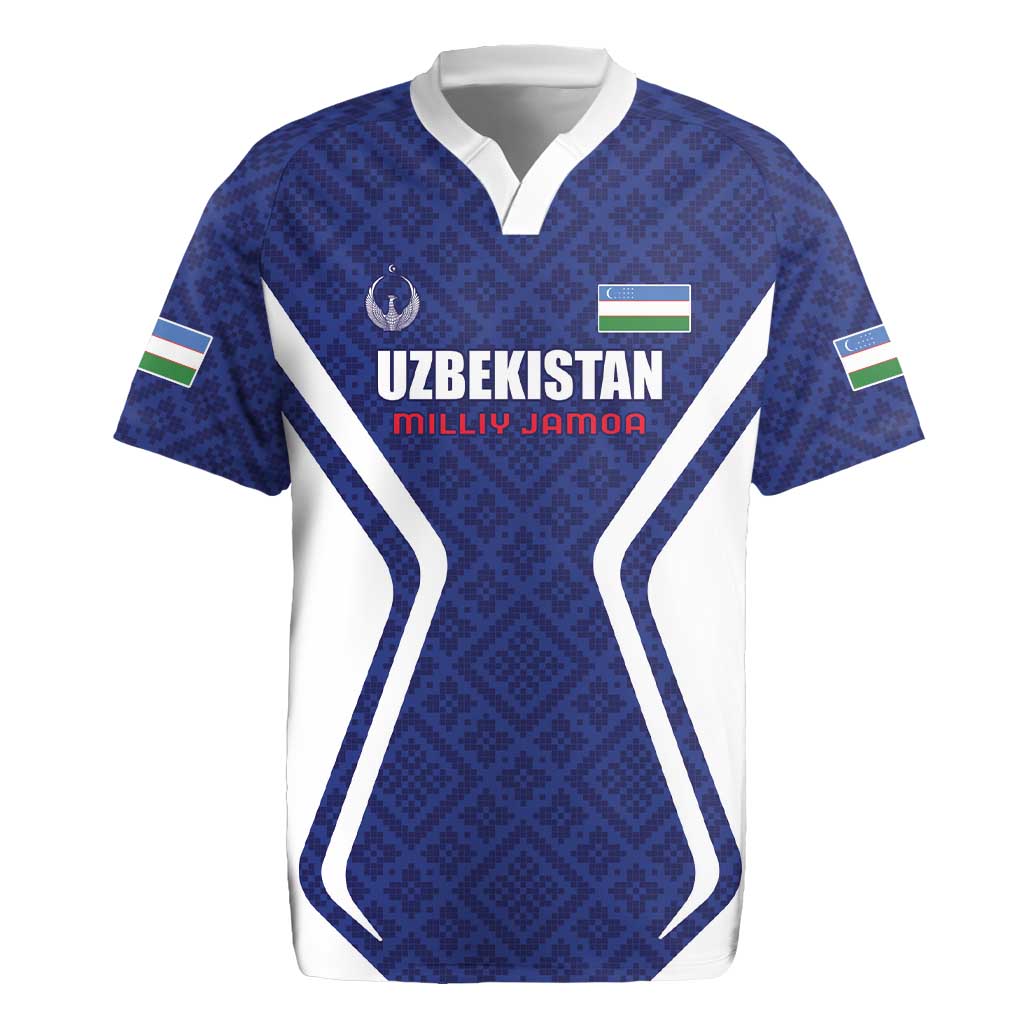 Custom Football Uzbekistan Rugby Jersey Milliy Jamoa Blue Version - Wonder Print Shop