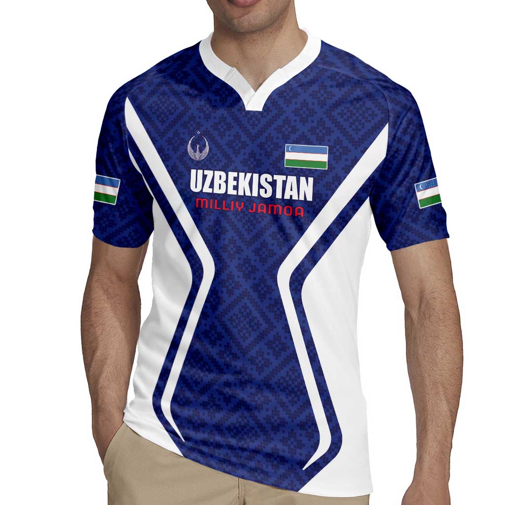 Custom Football Uzbekistan Rugby Jersey Milliy Jamoa Blue Version - Wonder Print Shop