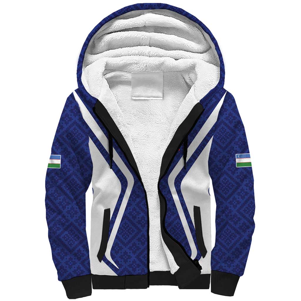 Custom Football Uzbekistan Sherpa Hoodie Milliy Jamoa Blue Version - Wonder Print Shop