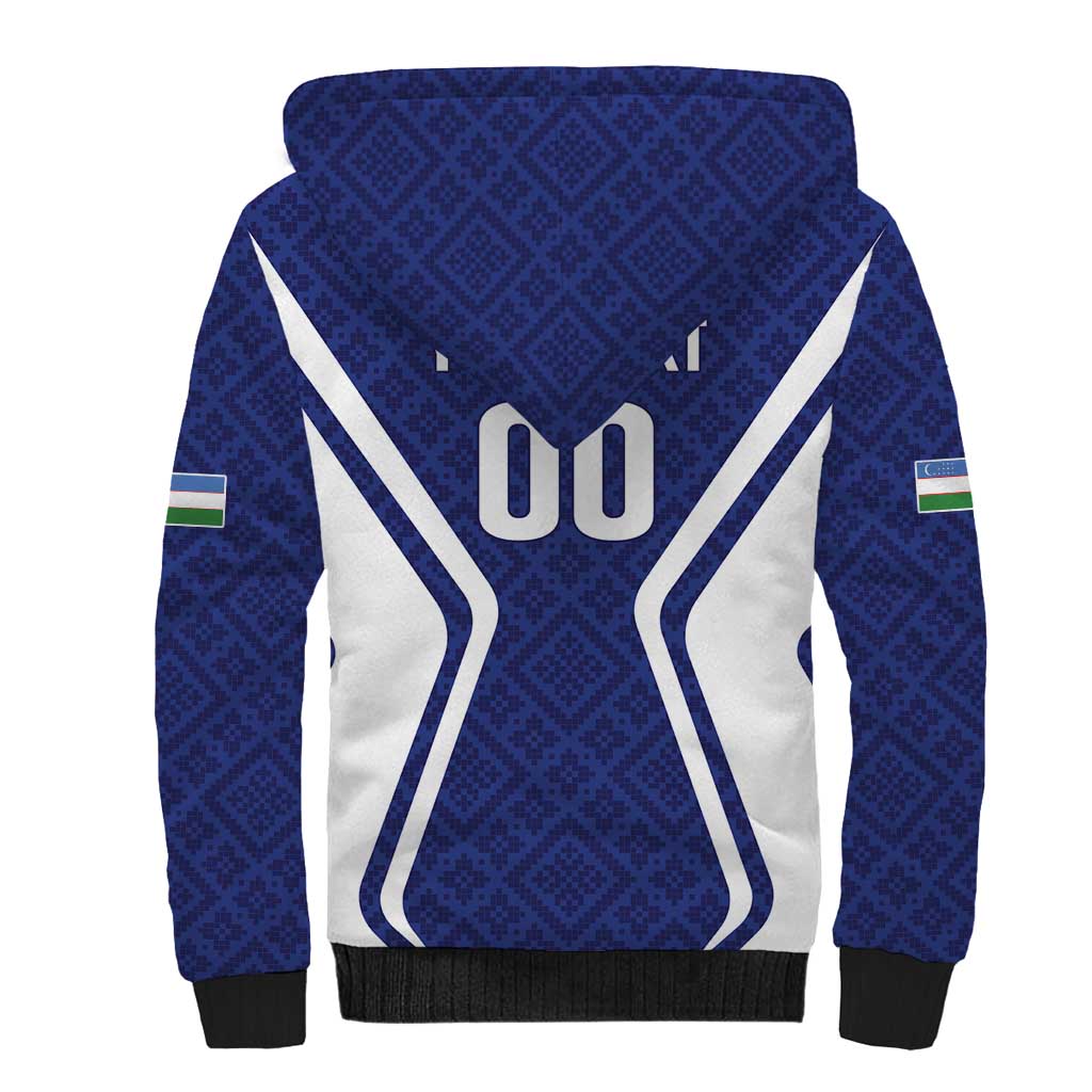 Custom Football Uzbekistan Sherpa Hoodie Milliy Jamoa Blue Version - Wonder Print Shop