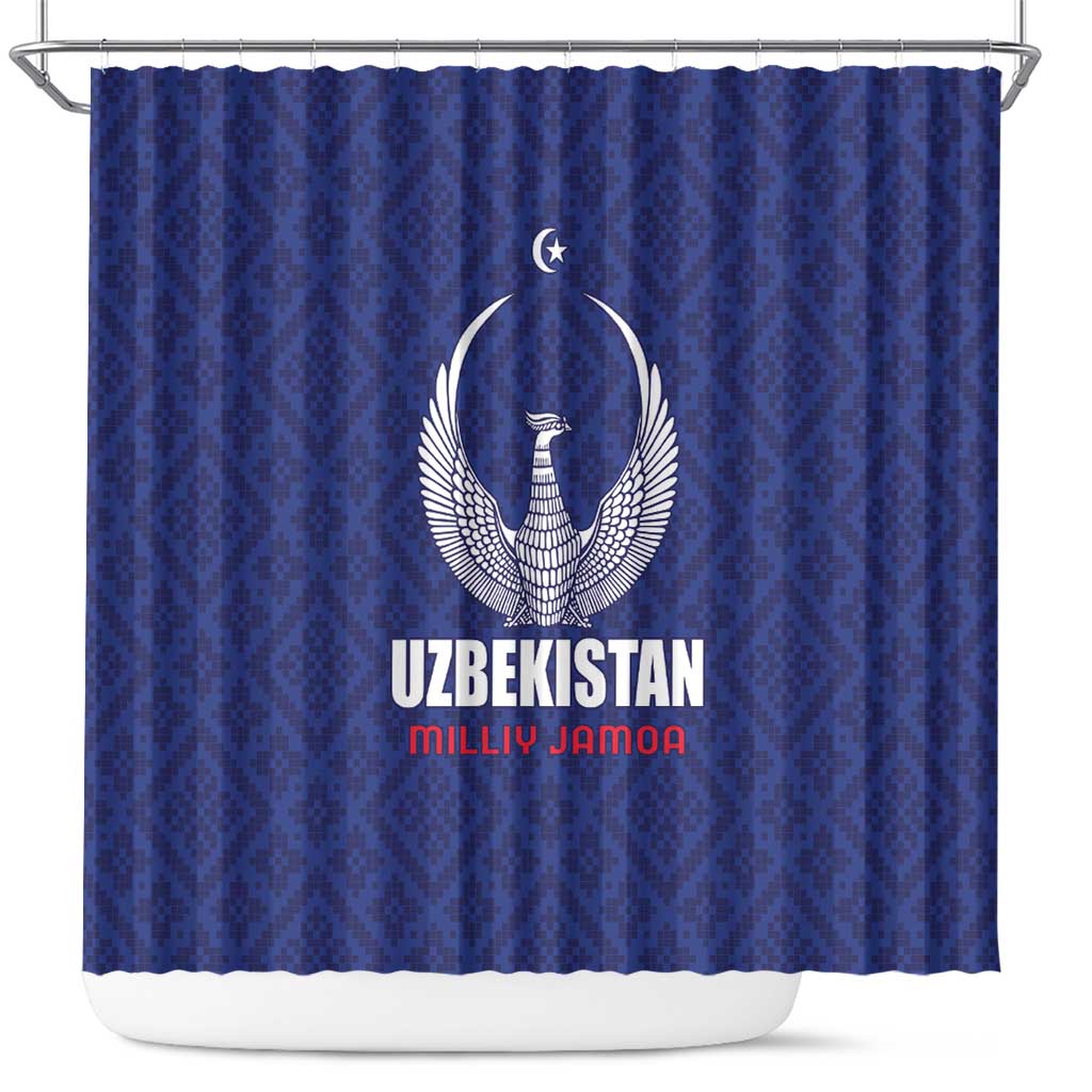 Football Uzbekistan Shower Curtain Milliy Jamoa Blue Version - Wonder Print Shop