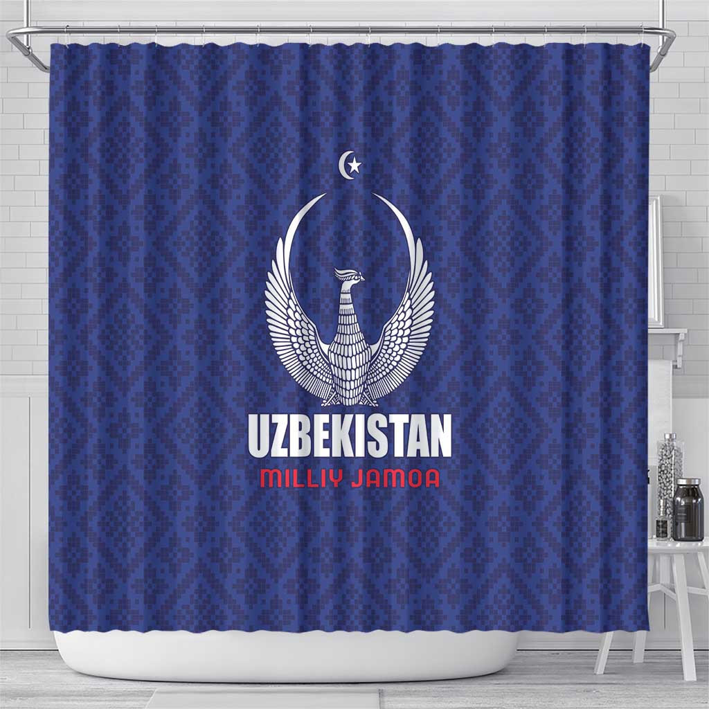 Football Uzbekistan Shower Curtain Milliy Jamoa Blue Version - Wonder Print Shop