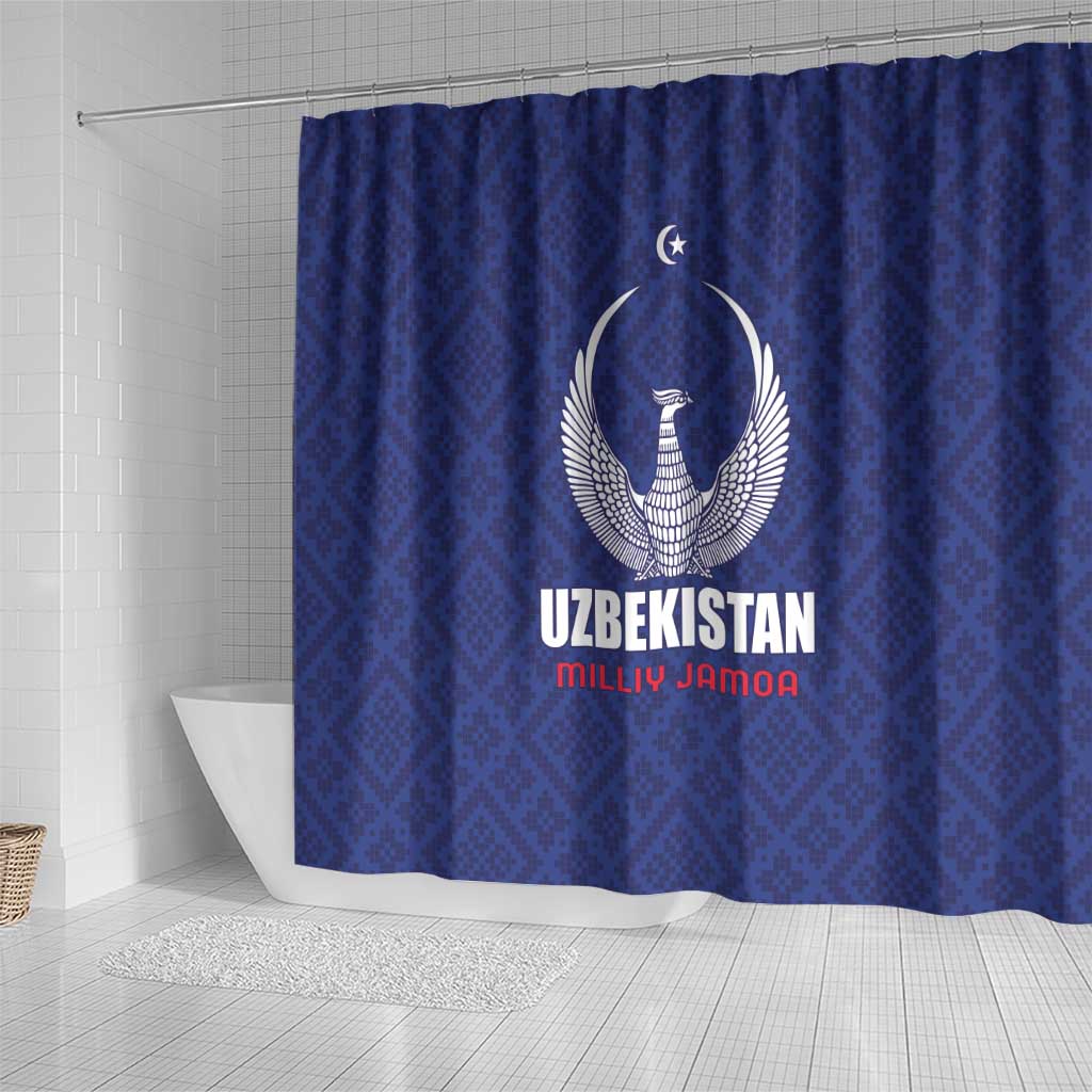 Football Uzbekistan Shower Curtain Milliy Jamoa Blue Version - Wonder Print Shop