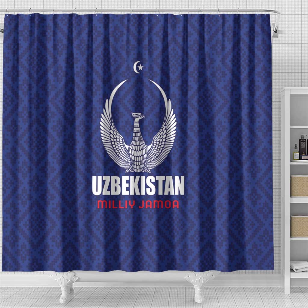 Football Uzbekistan Shower Curtain Milliy Jamoa Blue Version - Wonder Print Shop