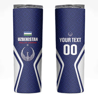 Custom Football Uzbekistan Skinny Tumbler Milliy Jamoa Blue Version - Wonder Print Shop