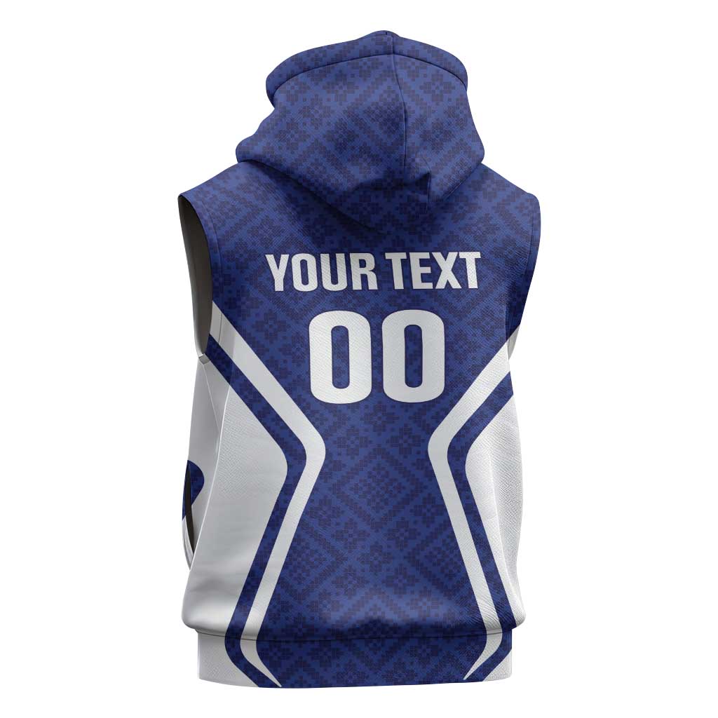 Custom Football Uzbekistan Sleeveless Hoodie Milliy Jamoa Blue Version - Wonder Print Shop