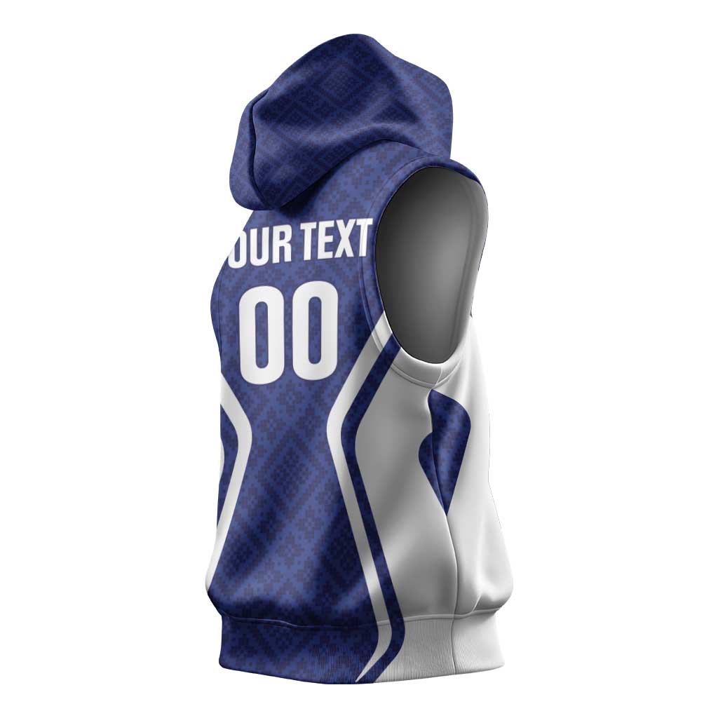 Custom Football Uzbekistan Sleeveless Hoodie Milliy Jamoa Blue Version - Wonder Print Shop