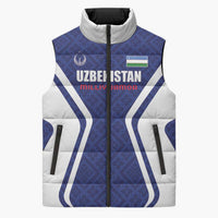Custom Football Uzbekistan Sleeveless Puffer Jacket Milliy Jamoa Blue Version - Wonder Print Shop