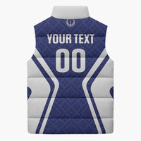 Custom Football Uzbekistan Sleeveless Puffer Jacket Milliy Jamoa Blue Version - Wonder Print Shop