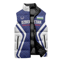 Custom Football Uzbekistan Sleeveless Puffer Jacket Milliy Jamoa Blue Version - Wonder Print Shop
