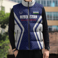 Custom Football Uzbekistan Sleeveless Puffer Jacket Milliy Jamoa Blue Version - Wonder Print Shop