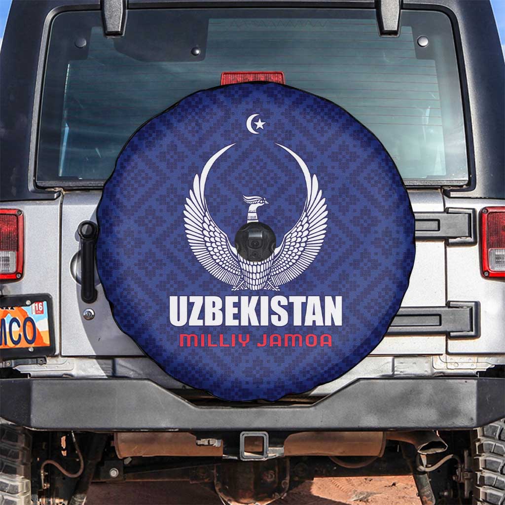 Football Uzbekistan Spare Tire Cover Milliy Jamoa Blue Version - Wonder Print Shop