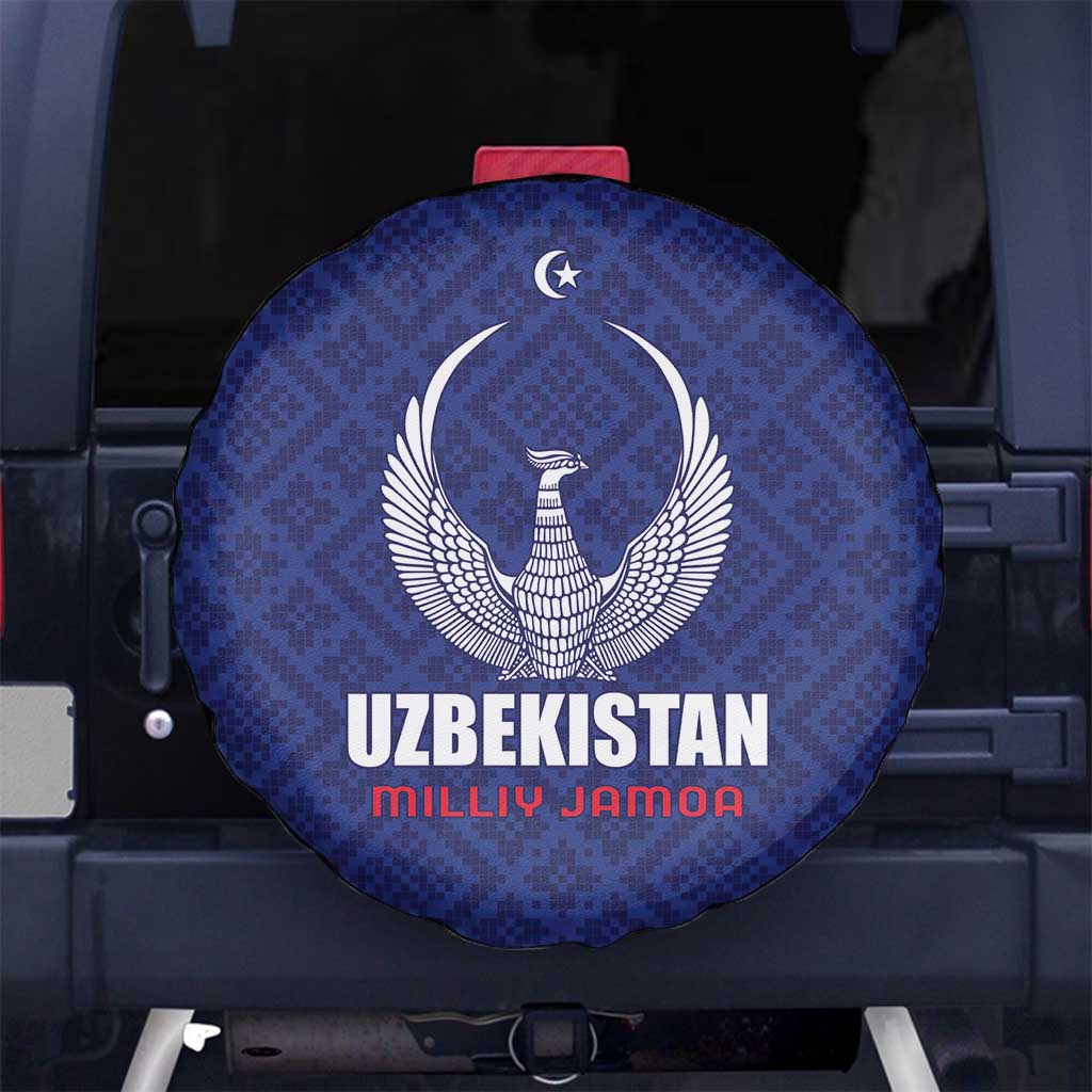 Football Uzbekistan Spare Tire Cover Milliy Jamoa Blue Version - Wonder Print Shop
