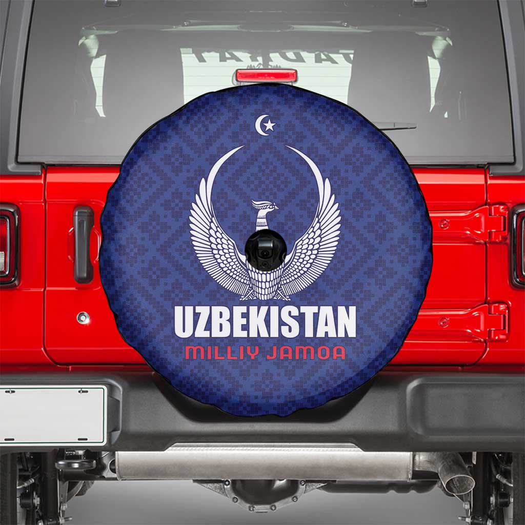 Football Uzbekistan Spare Tire Cover Milliy Jamoa Blue Version - Wonder Print Shop