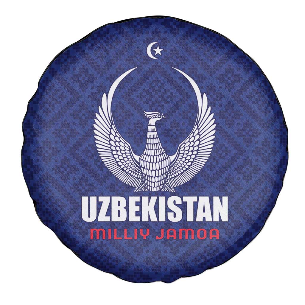Football Uzbekistan Spare Tire Cover Milliy Jamoa Blue Version - Wonder Print Shop