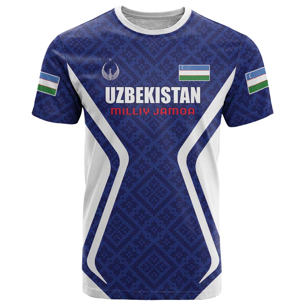 Custom Football Uzbekistan T Shirt Milliy Jamoa Blue Version - Wonder Print Shop