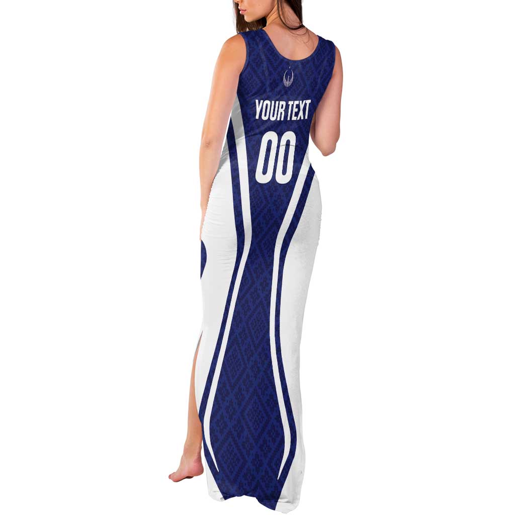 Custom Football Uzbekistan Tank Maxi Dress Milliy Jamoa Blue Version - Wonder Print Shop