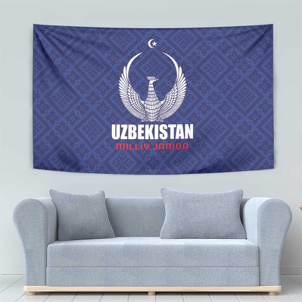 Football Uzbekistan Tapestry Milliy Jamoa Blue Version - Wonder Print Shop
