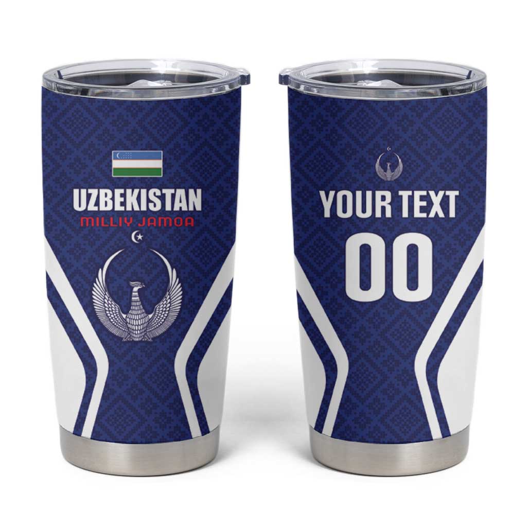 Custom Football Uzbekistan Tumbler Cup Milliy Jamoa Blue Version - Wonder Print Shop