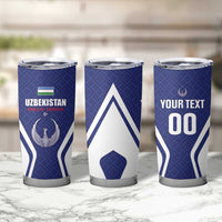 Custom Football Uzbekistan Tumbler Cup Milliy Jamoa Blue Version - Wonder Print Shop