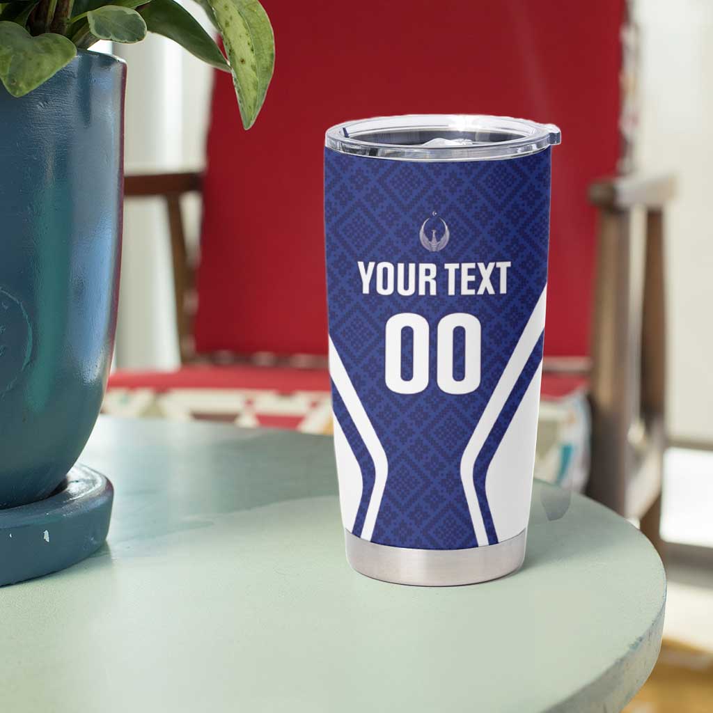 Custom Football Uzbekistan Tumbler Cup Milliy Jamoa Blue Version - Wonder Print Shop