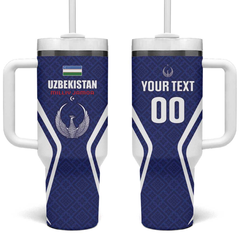 Custom Football Uzbekistan Tumbler With Handle Milliy Jamoa Blue Version - Wonder Print Shop