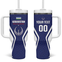 Custom Football Uzbekistan Tumbler With Handle Milliy Jamoa Blue Version - Wonder Print Shop