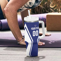 Custom Football Uzbekistan Tumbler With Handle Milliy Jamoa Blue Version - Wonder Print Shop