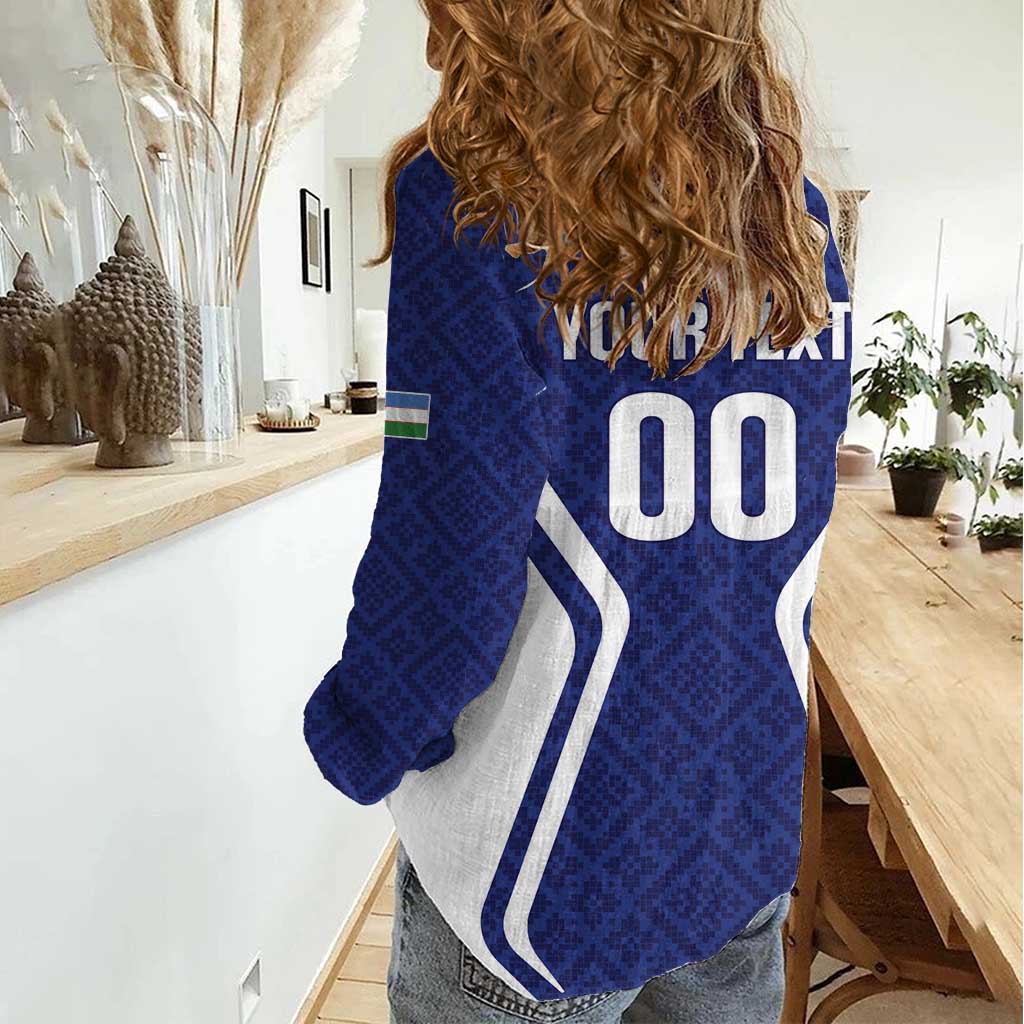 Custom Football Uzbekistan Women Casual Shirt Milliy Jamoa Blue Version - Wonder Print Shop