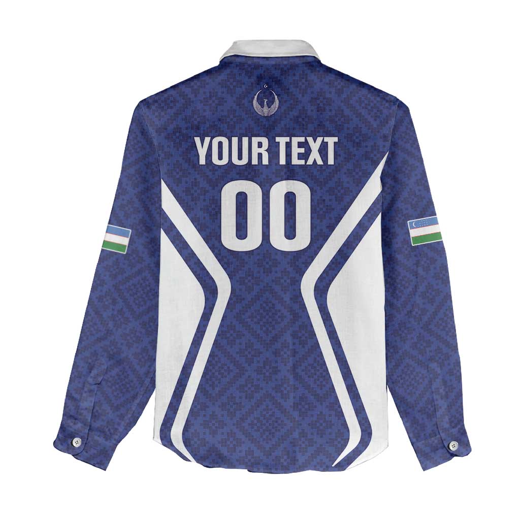 Custom Football Uzbekistan Women Casual Shirt Milliy Jamoa Blue Version - Wonder Print Shop