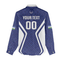 Custom Football Uzbekistan Women Casual Shirt Milliy Jamoa Blue Version - Wonder Print Shop