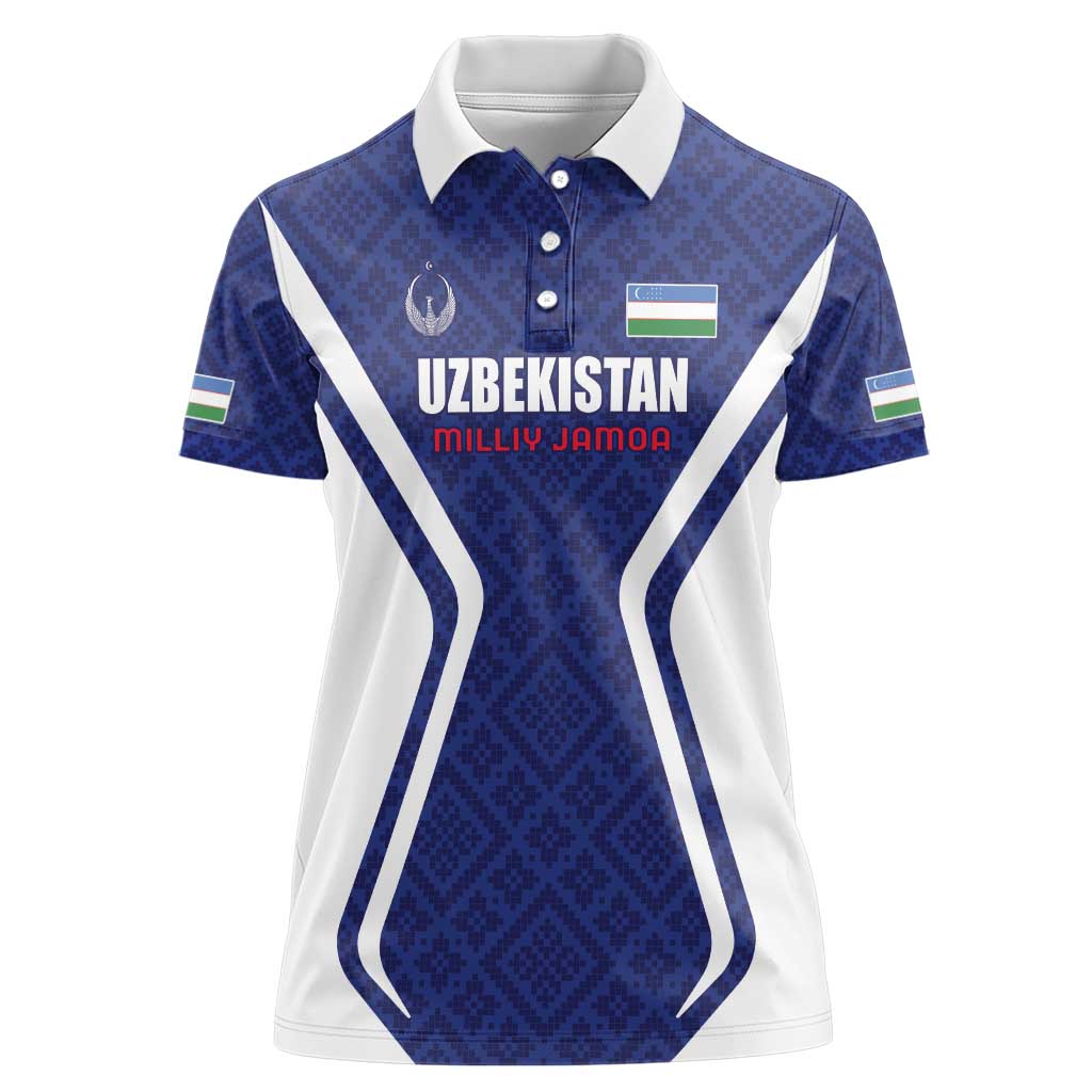 Custom Football Uzbekistan Women Polo Shirt Milliy Jamoa Blue Version - Wonder Print Shop