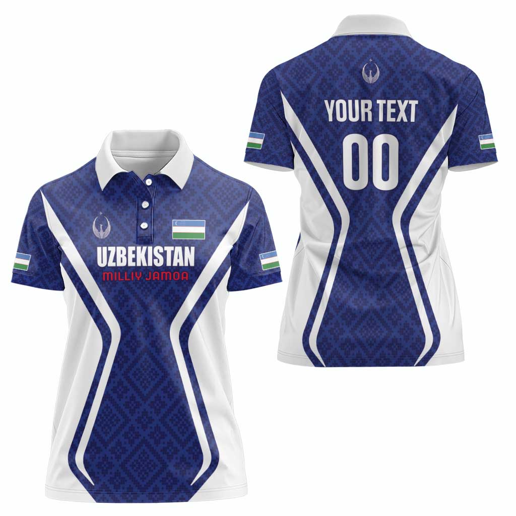 Custom Football Uzbekistan Women Polo Shirt Milliy Jamoa Blue Version - Wonder Print Shop