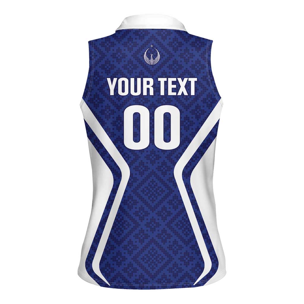Custom Football Uzbekistan Women Sleeveless Polo Shirt Milliy Jamoa Blue Version - Wonder Print Shop
