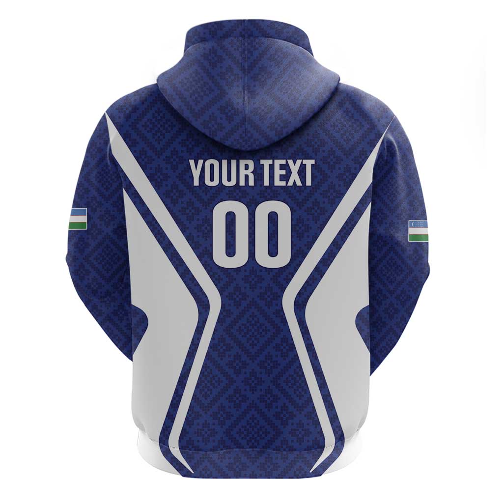 Custom Football Uzbekistan Zip Hoodie Milliy Jamoa Blue Version - Wonder Print Shop