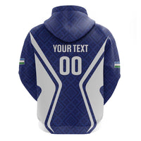 Custom Football Uzbekistan Zip Hoodie Milliy Jamoa Blue Version - Wonder Print Shop