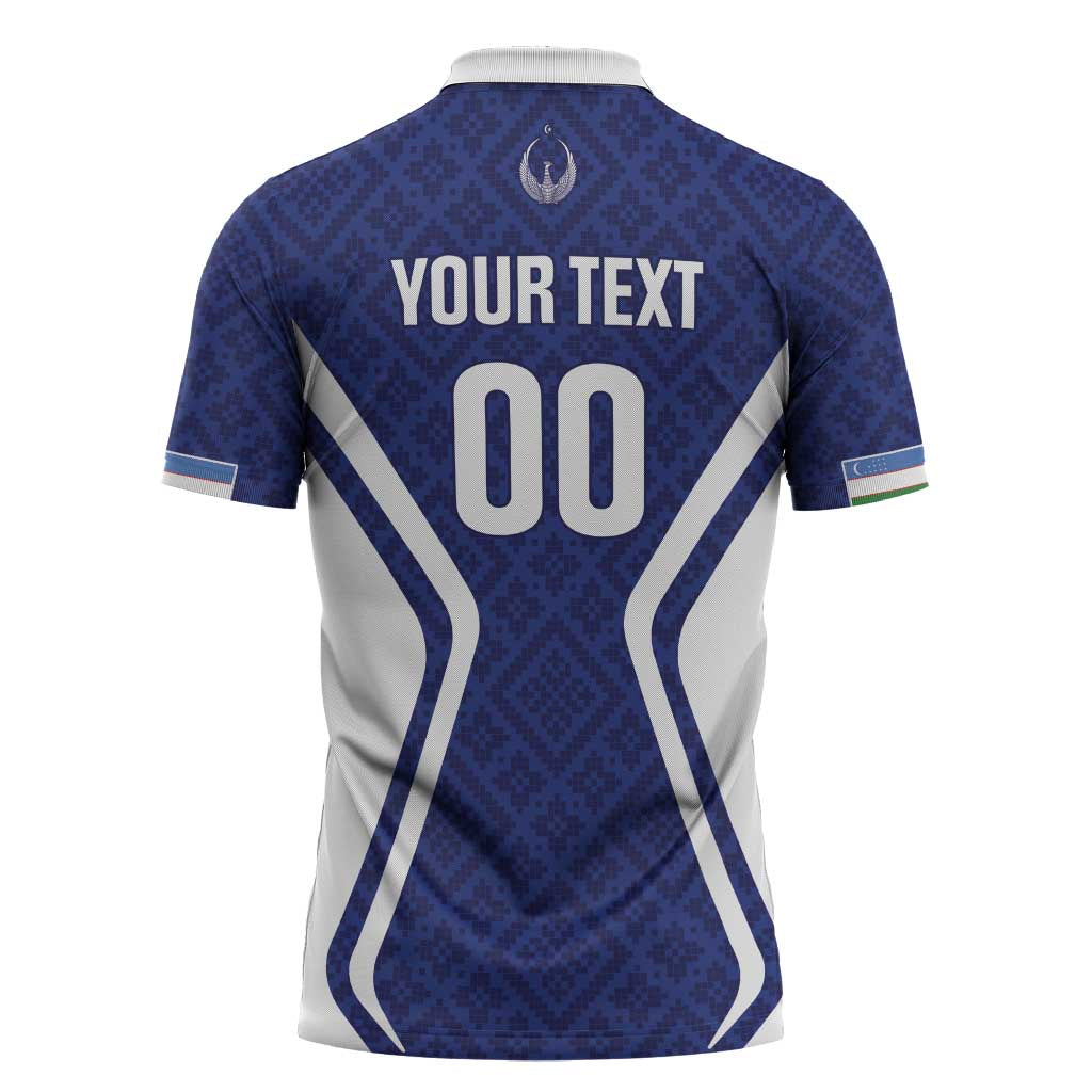 Custom Football Uzbekistan Zipper Polo Shirt Milliy Jamoa Blue Version - Wonder Print Shop