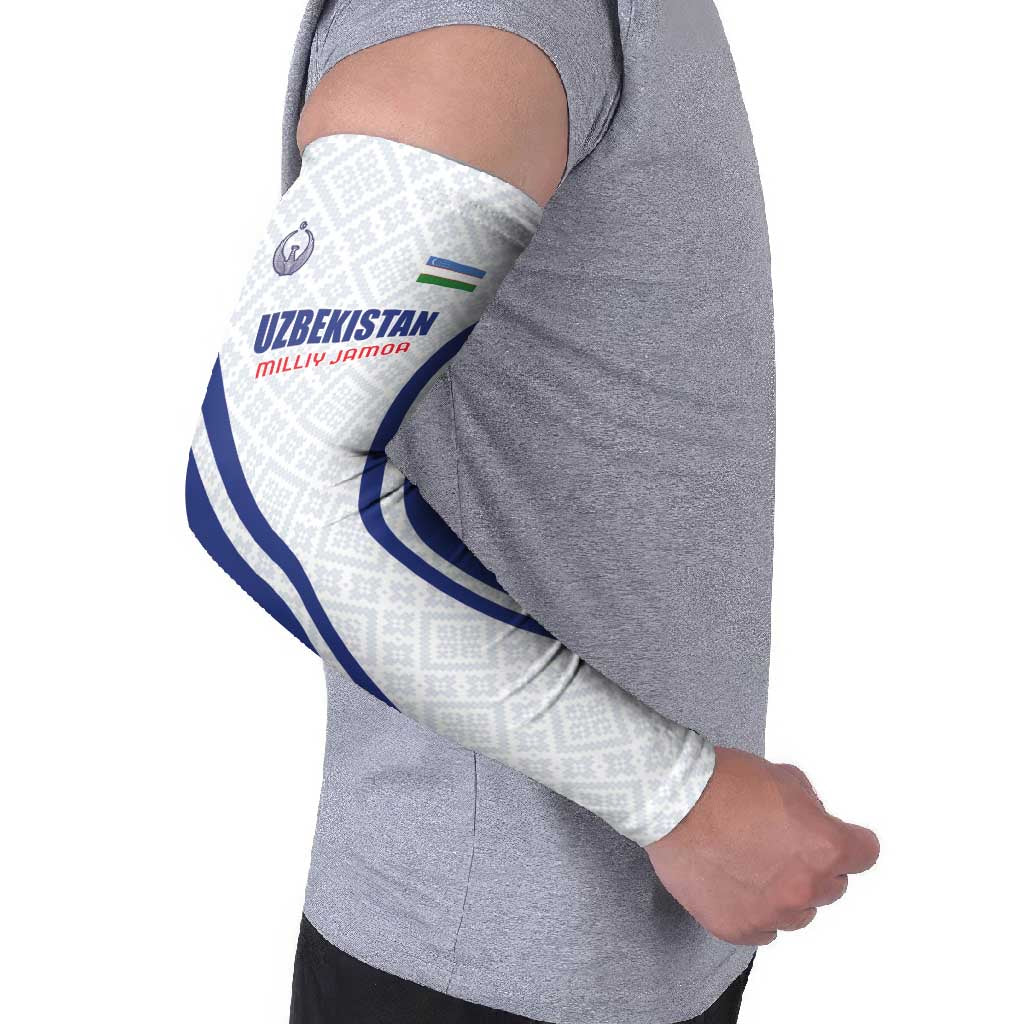 Custom Football Uzbekistan Arm Sleeves Milliy Jamoa White Version - Wonder Print Shop