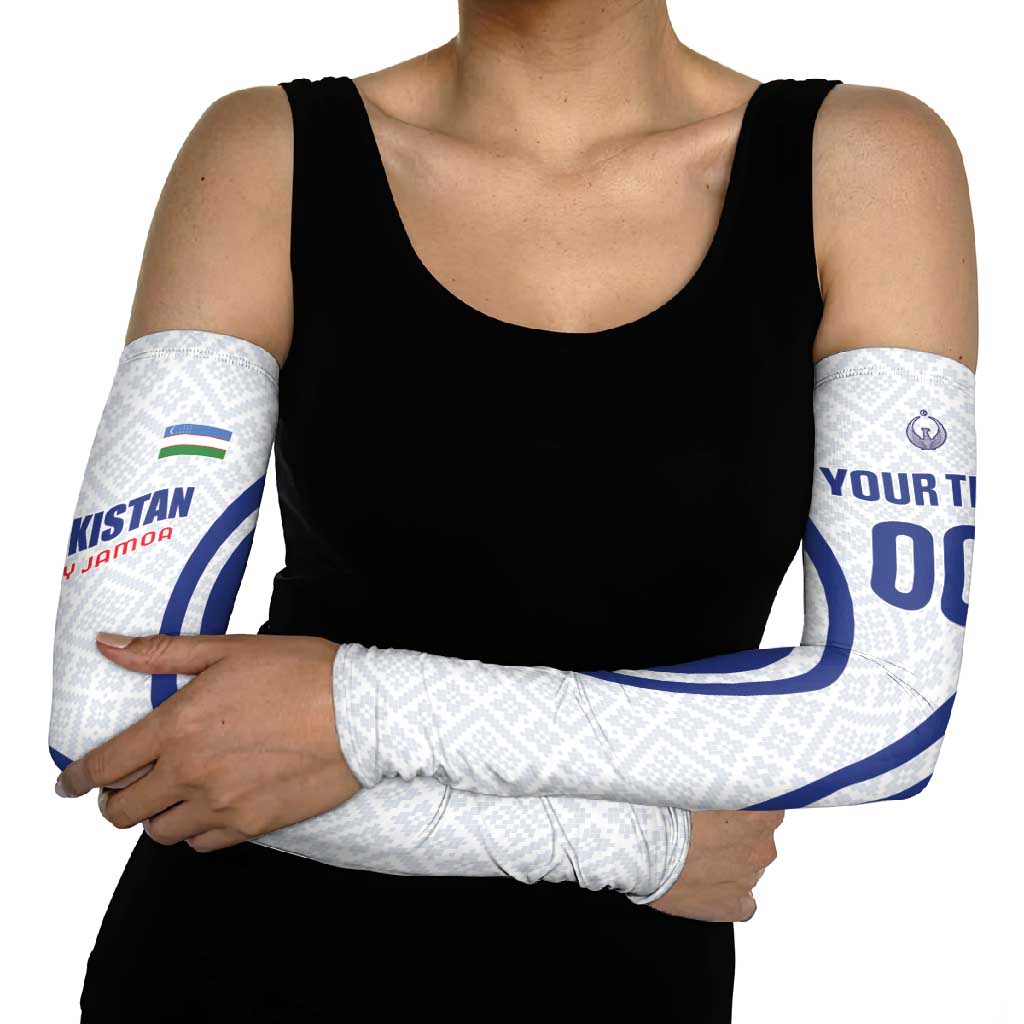 Custom Football Uzbekistan Arm Sleeves Milliy Jamoa White Version - Wonder Print Shop
