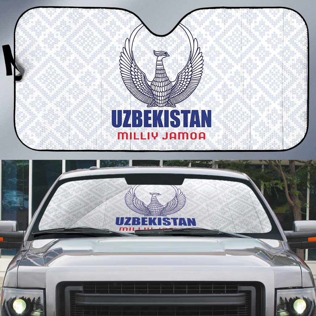 Football Uzbekistan Auto Sun Shade Milliy Jamoa White Version - Wonder Print Shop