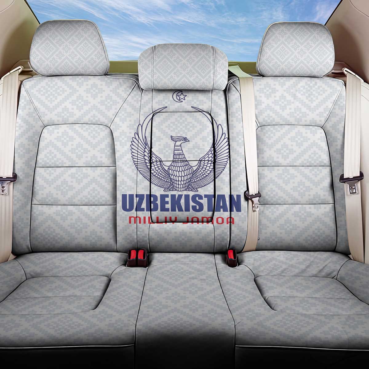 Football Uzbekistan Back Car Seat Cover Milliy Jamoa White Version - Wonder Print Shop