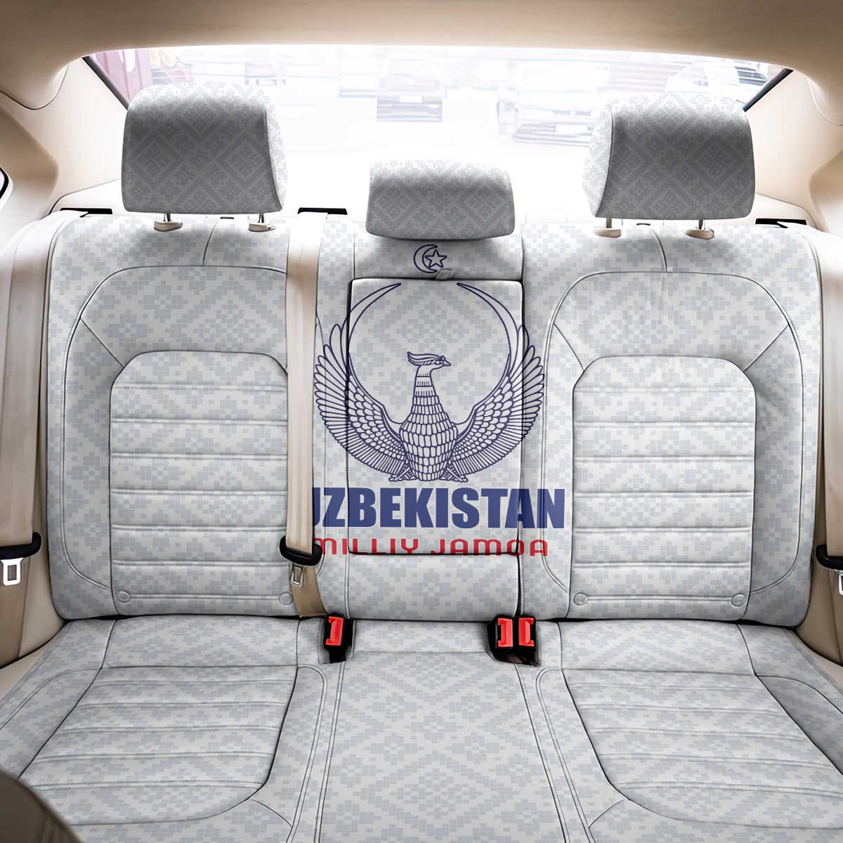 Football Uzbekistan Back Car Seat Cover Milliy Jamoa White Version - Wonder Print Shop