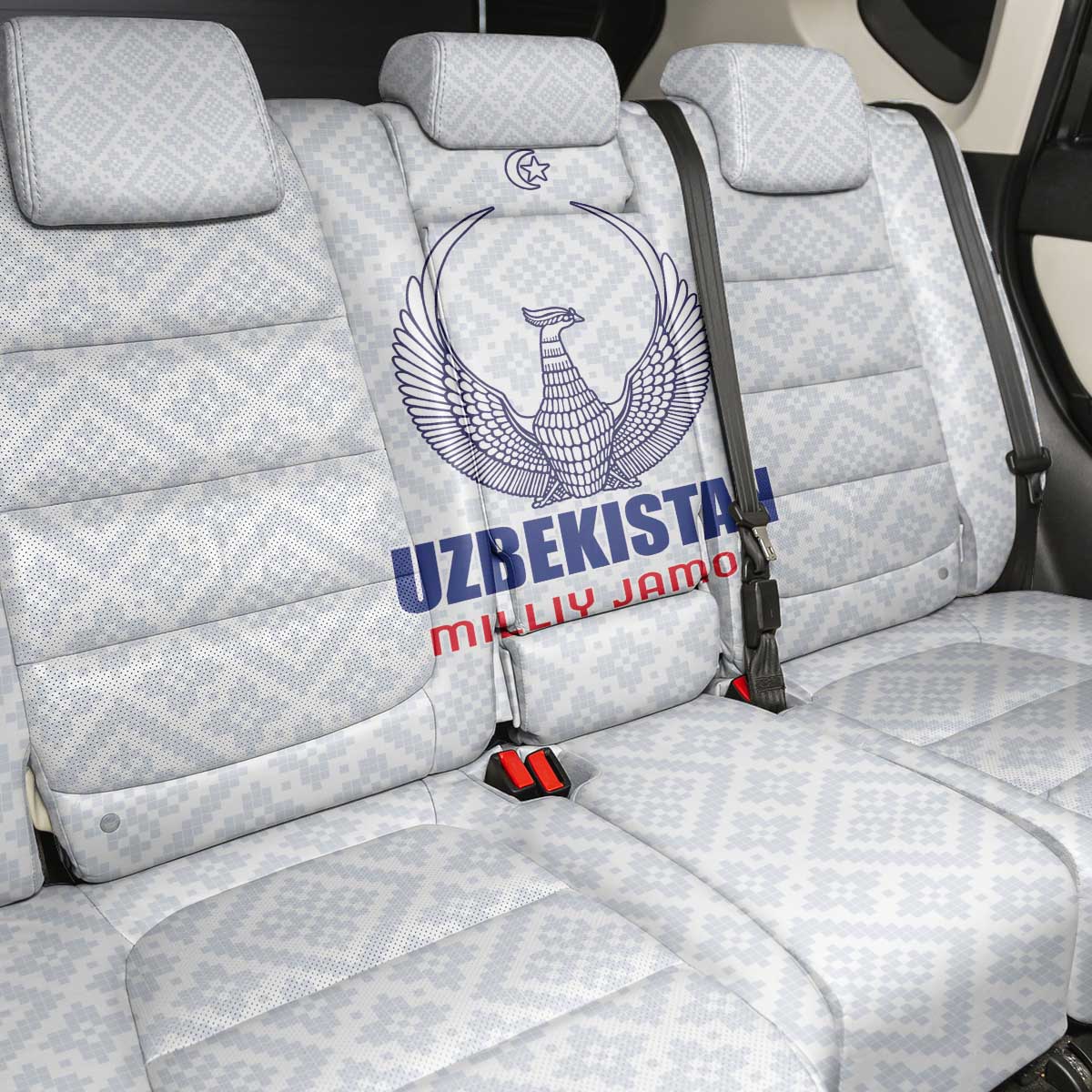 Football Uzbekistan Back Car Seat Cover Milliy Jamoa White Version - Wonder Print Shop