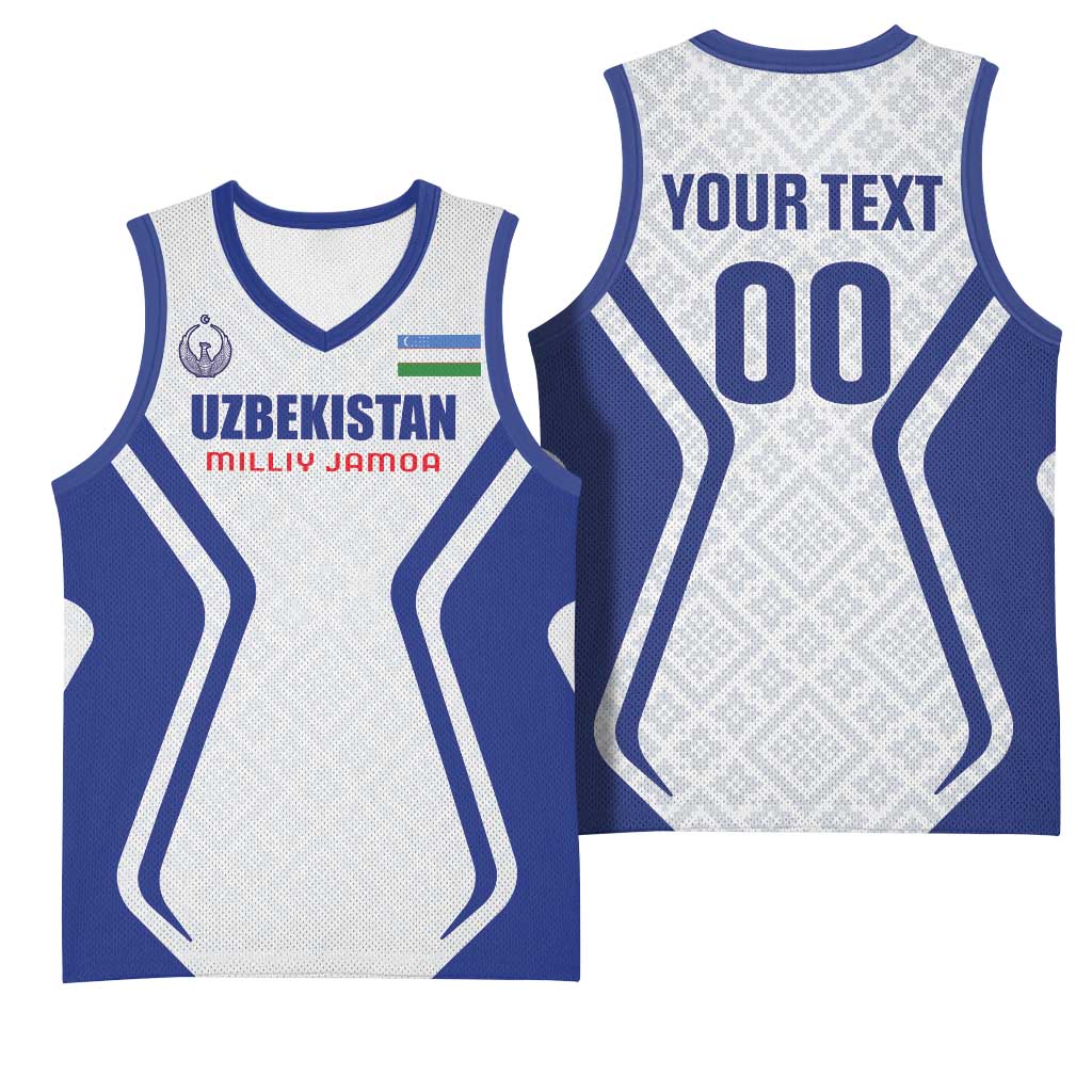 Custom Football Uzbekistan Basketball Jersey Milliy Jamoa White Version - Wonder Print Shop