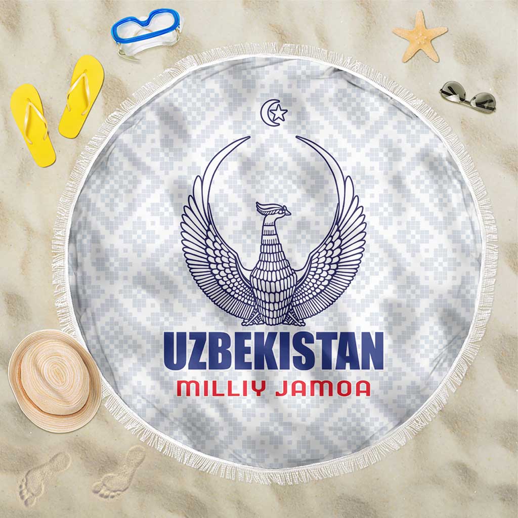 Football Uzbekistan Beach Blanket Milliy Jamoa White Version - Wonder Print Shop