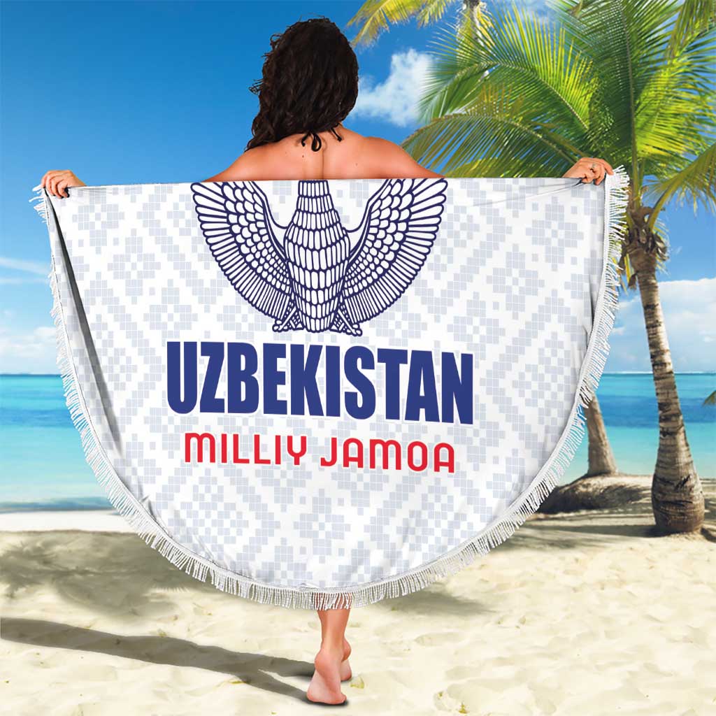 Football Uzbekistan Beach Blanket Milliy Jamoa White Version - Wonder Print Shop