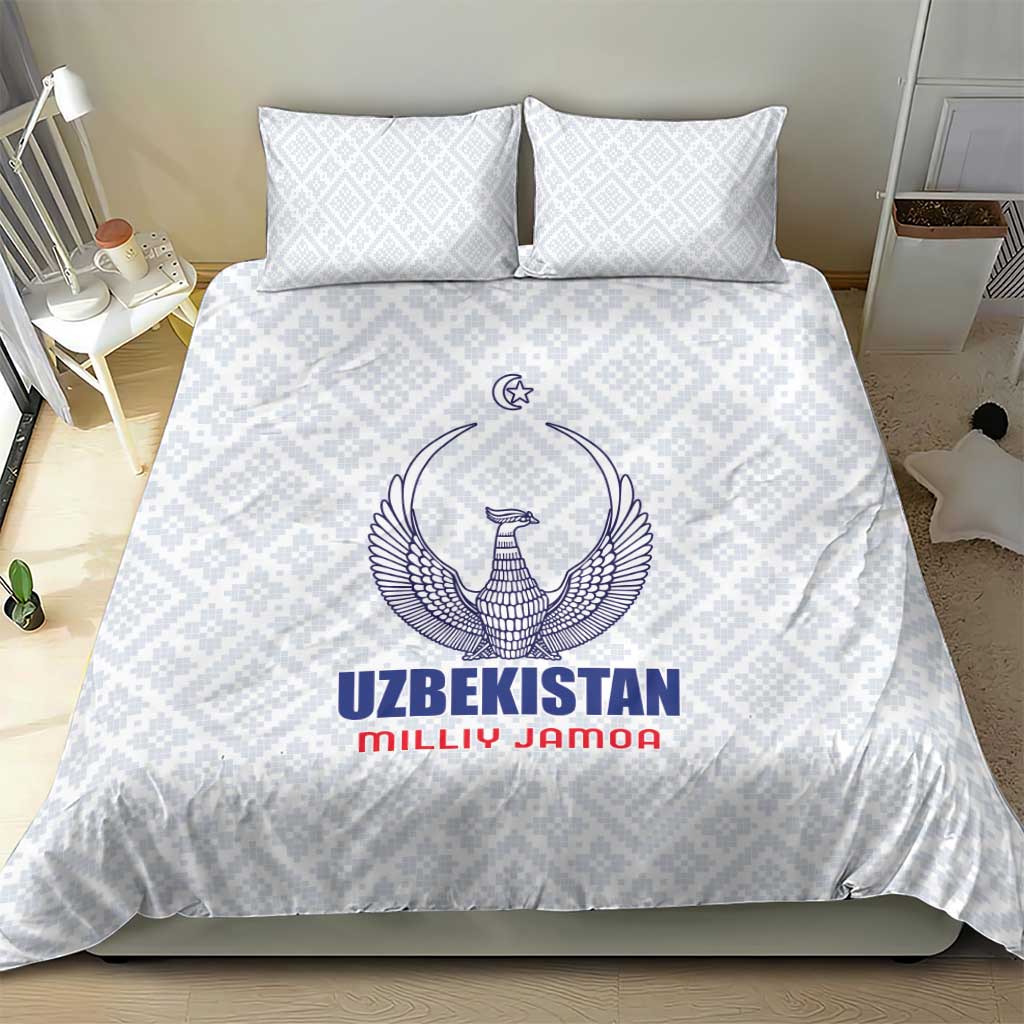 Football Uzbekistan Bedding Set Milliy Jamoa White Version - Wonder Print Shop