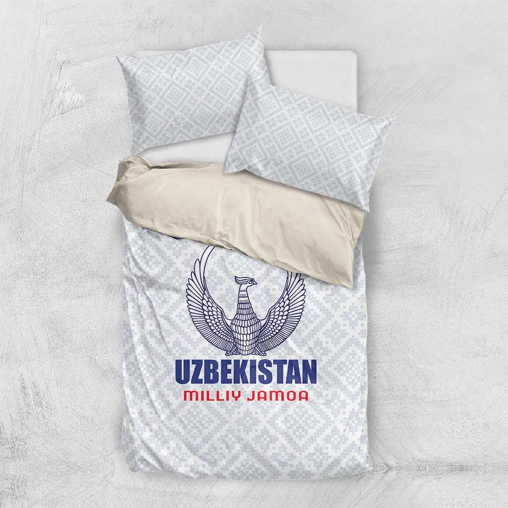 Football Uzbekistan Bedding Set Milliy Jamoa White Version - Wonder Print Shop