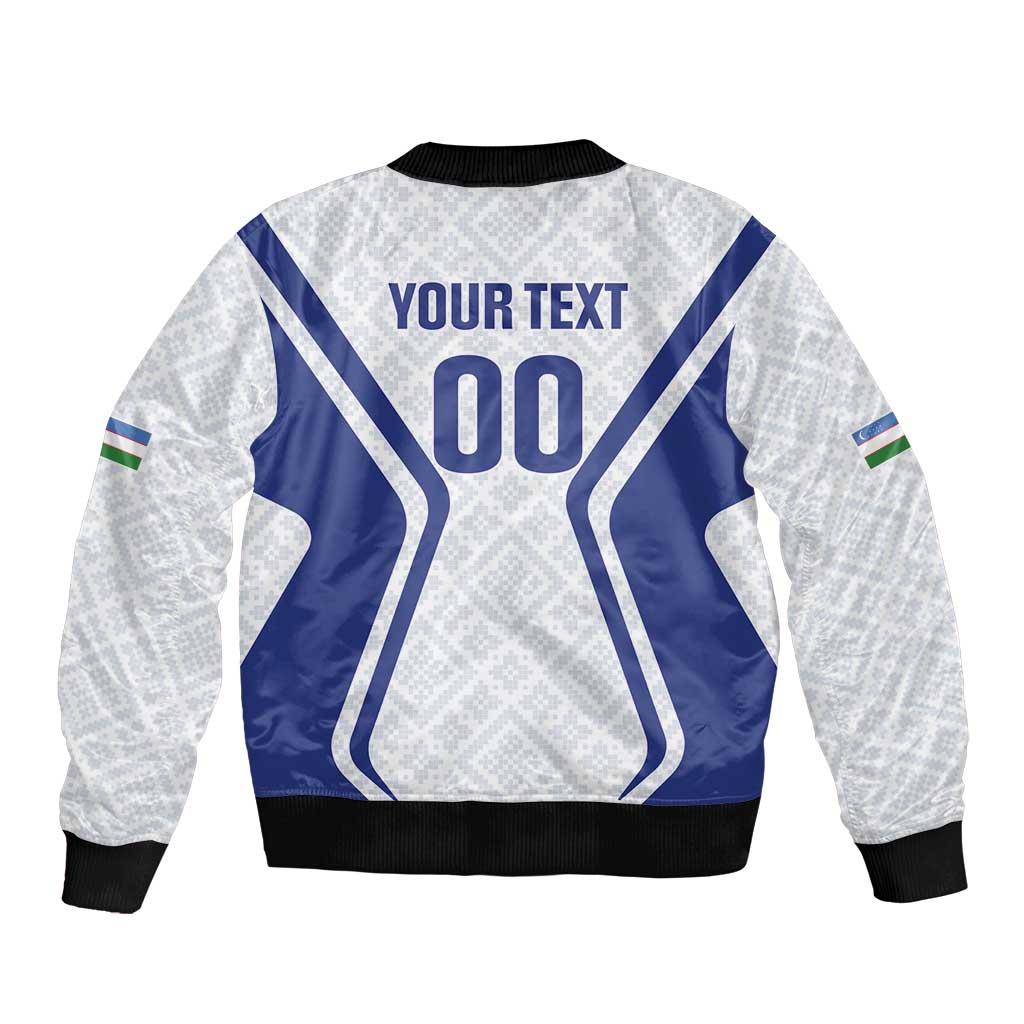 Custom Football Uzbekistan Bomber Jacket Milliy Jamoa White Version - Wonder Print Shop